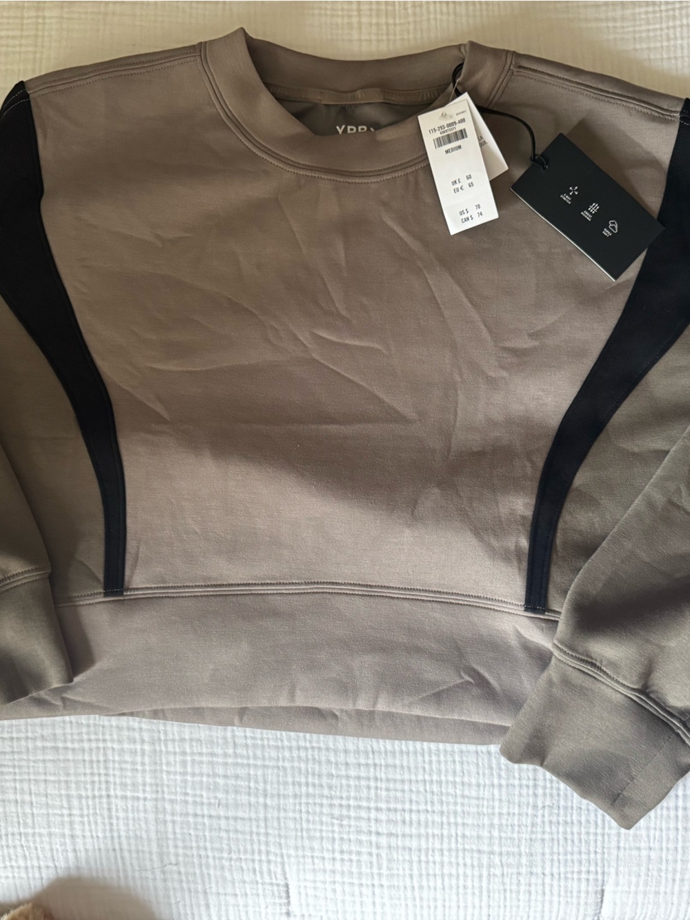 NWT Abercrombie & Fitch Taupe Sweatshirt with Black Side Panels